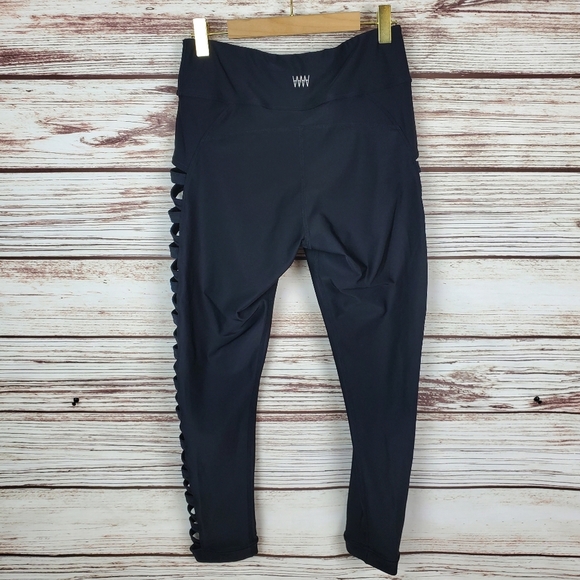 Wicked Weasel Womens Medium Sexy Black 748 Strapwork Cutout Leggings        #157 - Picture 6 of 10